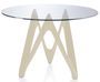 Table ronde design fibre de verre laqué beige Perla