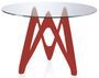 Table ronde design fibre de verre laqué rouge Perla