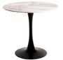 Table ronde effet marbre blanc et pied noir TULIPA - Ø80 cm