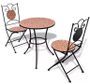 Table ronde et 2 chaises de jardin mosaïquées noir et marron Mel