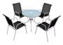 Table ronde et 4 chaises de jardin métal noir et blanc Castle