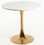Table ronde moderne bois blanc et pied métal doré Tulipa 80 cm