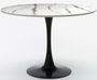 Table ronde moderne noir et effet marbre blanc Tulipa 80 cm