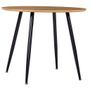Table ronde plateau bois clair et pieds metal noir Sanda 90 cm