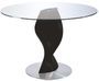Table ronde plateau verre et pied fibre de verre laqué noir Torsada