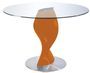 Table ronde plateau verre et pied fibre de verre laqué orange Torsada