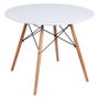 Table ronde scandinave blanche et pieds bois clair Bristol 80 cm