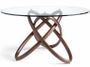 Table ronde torsadée bois noyer et verre trempé Artista 140 cm