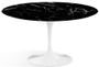 Table tulipe ronde 100 cm marbre noir pied blanc brillant