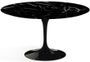 Table tulipe ronde 170 cm marbre noir pied noir mat