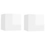 Tables de chevet 2 pcs Blanc brillant 30,5x30x30 cm