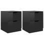 Tables de chevet 2 pcs Noir brillant 40x40x50 cm