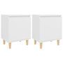 Tables de chevet avec pieds en bois 2 pcs Blanc 40x30x50 cm