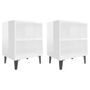 Tables de chevet pieds en métal 2 pcs Blanc brillant 40x30x50cm