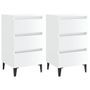 Tables de chevet pieds en métal 2 pcs Blanc brillant 40x35x69cm