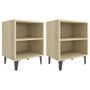Tables de chevet pieds en métal 2 pcs Chêne sonoma 40x30x50 cm