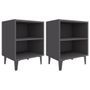 Tables de chevet pieds en métal 2 pcs Gris 40x30x50 cm