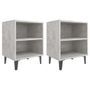 Tables de chevet pieds en métal 2 pcs Gris béton 40x30x50 cm