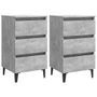 Tables de chevet pieds en métal 2 pcs Gris béton 40x35x69 cm