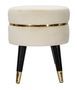 Tabouret bas crème en velours avec finitions dorées Kyro