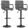 Tabouret capitonné tissu gris clair avec accoudoir et pied acier noir Volka - Lot de 2