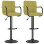 Tabouret capitonné tissu vert clair avec accoudoir et pied acier noir Volka - Lot de 2