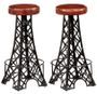 Tabouret de bar cuir marron et pieds métal noir Eishi - Lot de 2