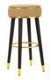 Tabouret de bar marron design rétro chic doré London