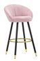 Tabouret de bar rose velours pieds bois Prague
