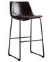 Tabouret de bar simili cuir vernie marron foncé et acier noir Famou 72 cm