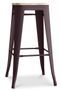 Tabouret haut industriel acier brillant et assise en bois massif naturel Reko 76 cm