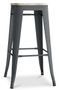 Tabouret industriel en acier brillant et bois clair REKO - Assise 76 cm