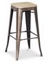 Tabouret industriel en acier bronze et bois clair REKO - Assise 76 cm