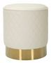 Tabouret rond cuir blanc matelassé base dorée Sharon
