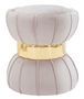 Tabouret rond gris en velours avec détails dorés Ben