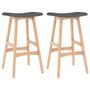 Tabourets de bar bois clair et assises tissu gris foncé Skali - Lot de 2