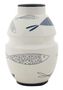 Vase décoratif céramique blanche poissons bleus compact MARIN