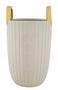 Vase décoratif céramique blanche relief carrés dorés compact MARA