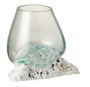 Vase verre et pied pierre blanche Marino 15 cm