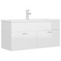 Vasque avec lavabo intégré 100 cm Blanc brillant 2