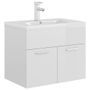 Vasque avec lavabo intégré 60 cm Blanc brillant