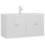 Vasque avec lavabo intégré 90 cm Blanc brillant