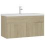 Vasque avec lavabo intégré 90 cm Chêne sonoma