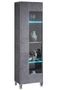 Vitrine 1 porte à Led bois gris effet marbre vernis et verre trempé Botela 52 cm