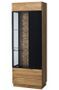 Vitrine 1 porte en bois de chêne miel et acier noir Mazora 67 cm