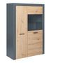 Vitrine 2 portes 4 niches bois chêne artisan et du gris anthracite Mione 100 cm