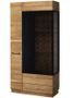 Vitrine en bois de chêne miel et acier noir Mazora 95 cm