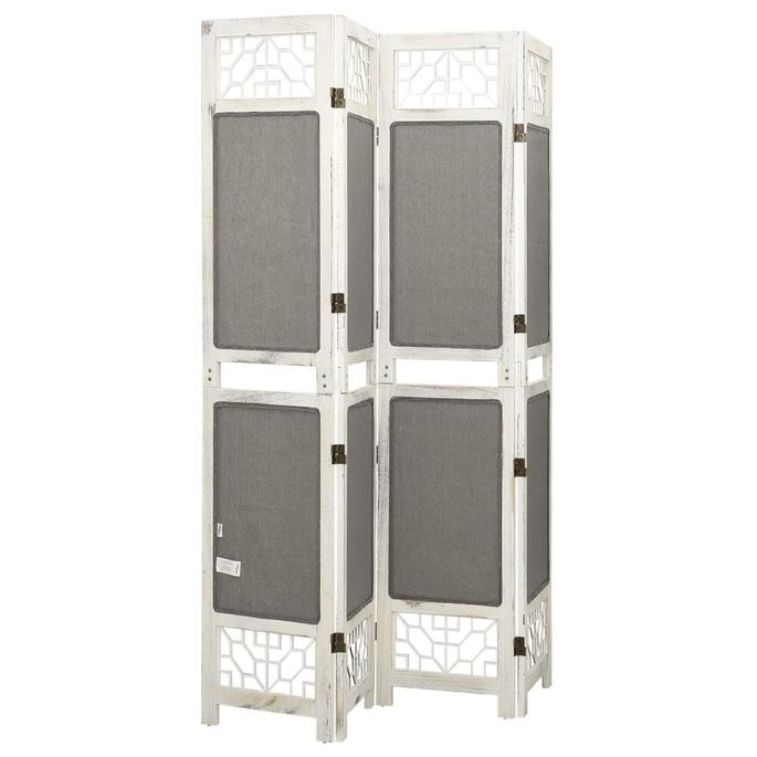 338555 4-Panel Room Divider Grey 140x165 cm Fabric - Photo n°4
