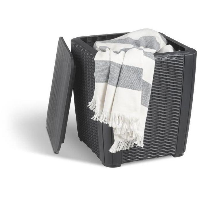 Allibert by KETER Luzon table d'appoint résine aspect rotin tressé gris graphite