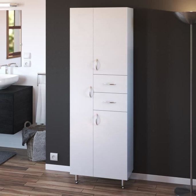 Armoire de Salle de bain 3 portes - L 60 cm - Blanc | LesTendances.fr